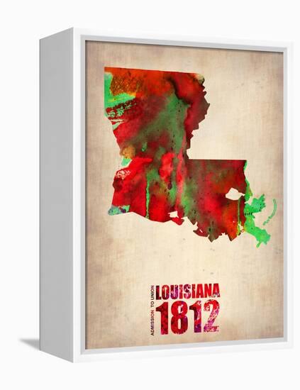 Louisiana Watercolor Map-NaxArt-Framed Stretched Canvas