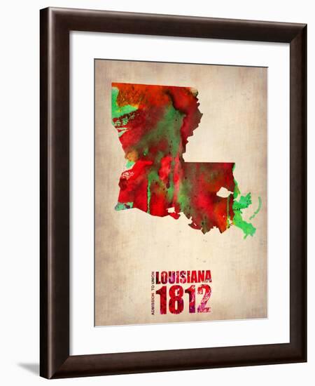 Louisiana Watercolor Map-NaxArt-Framed Art Print