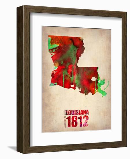 Louisiana Watercolor Map-NaxArt-Framed Art Print