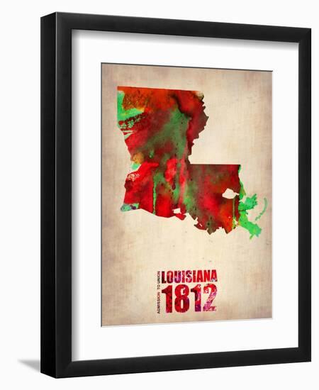 Louisiana Watercolor Map-NaxArt-Framed Art Print