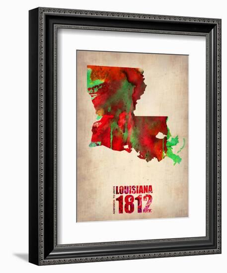 Louisiana Watercolor Map-NaxArt-Framed Art Print