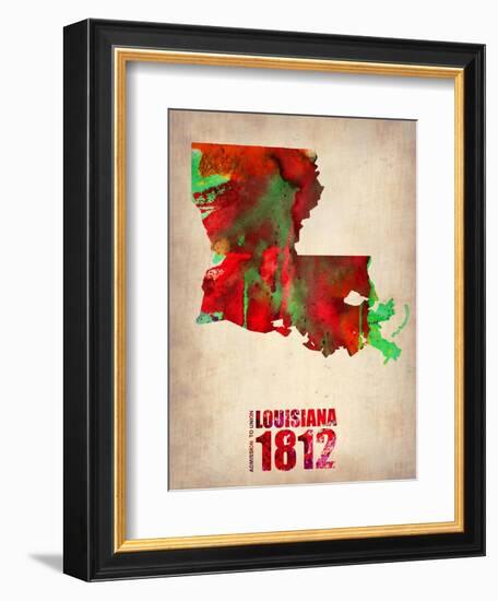 Louisiana Watercolor Map-NaxArt-Framed Art Print