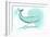 Louisiana - Whale - Teal - Coastal Icon-Lantern Press-Framed Art Print