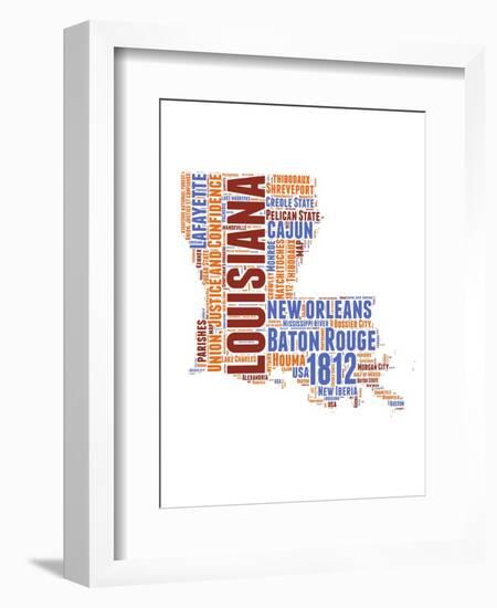 Louisiana Word Cloud Map-NaxArt-Framed Premium Giclee Print