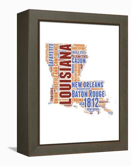 Louisiana Word Cloud Map-NaxArt-Framed Stretched Canvas
