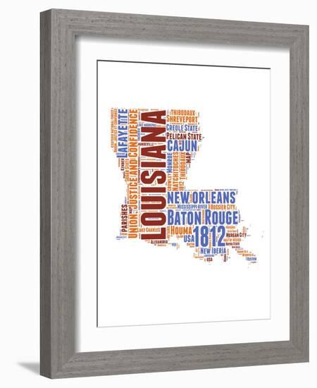 Louisiana Word Cloud Map-NaxArt-Framed Art Print