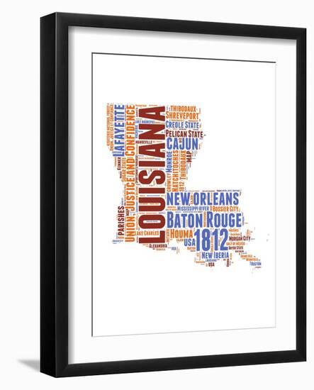 Louisiana Word Cloud Map-NaxArt-Framed Art Print