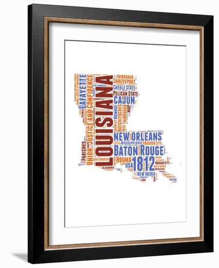 Louisiana Word Cloud Map-NaxArt-Framed Art Print