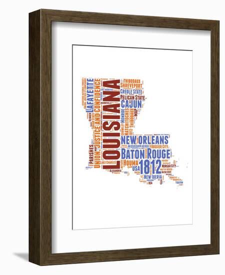 Louisiana Word Cloud Map-NaxArt-Framed Art Print