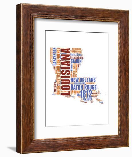 Louisiana Word Cloud Map-NaxArt-Framed Art Print