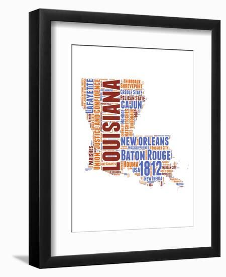 Louisiana Word Cloud Map-NaxArt-Framed Art Print