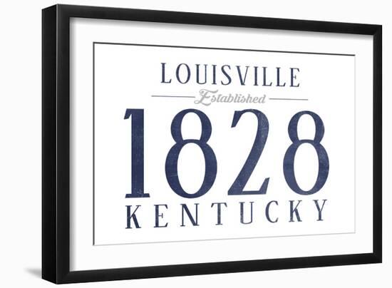 Louisville, Kentucky - Established Date (Blue)-Lantern Press-Framed Art Print