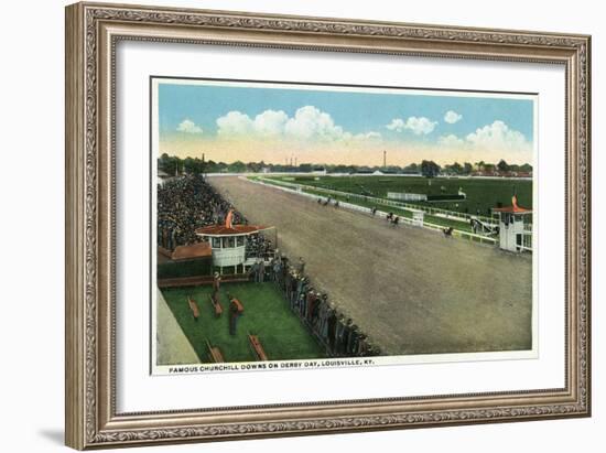 Louisville, Kentucky - Famous Churchill Downs on Derby Day Scene-Lantern Press-Framed Art Print