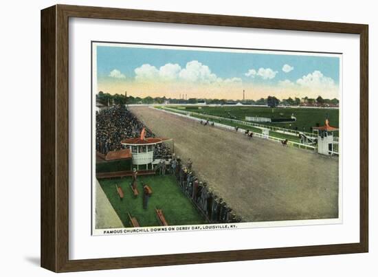 Louisville, Kentucky - Famous Churchill Downs on Derby Day Scene-Lantern Press-Framed Art Print