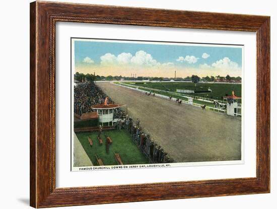 Louisville, Kentucky - Famous Churchill Downs on Derby Day Scene-Lantern Press-Framed Art Print