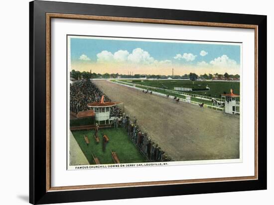 Louisville, Kentucky - Famous Churchill Downs on Derby Day Scene-Lantern Press-Framed Art Print