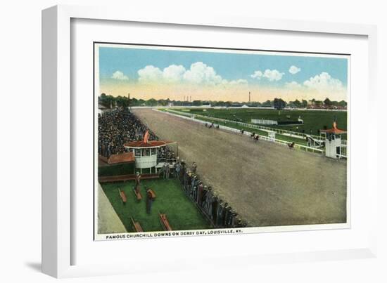 Louisville, Kentucky - Famous Churchill Downs on Derby Day Scene-Lantern Press-Framed Art Print