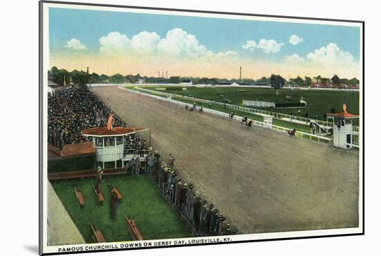 Louisville, Kentucky - Famous Churchill Downs on Derby Day Scene-Lantern Press-Mounted Art Print