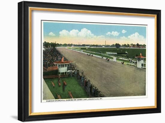 Louisville, Kentucky - Famous Churchill Downs on Derby Day Scene-Lantern Press-Framed Art Print