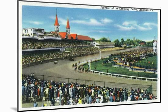 Louisville, Kentucky - General View of Crowds at the Kentucky Derby, c.1939-Lantern Press-Mounted Art Print