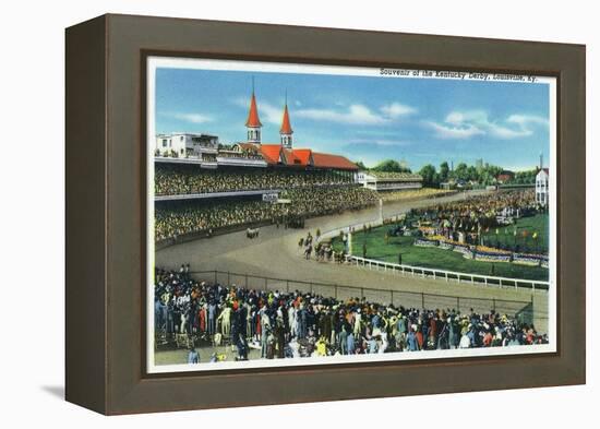 Louisville, Kentucky - General View of Crowds at the Kentucky Derby, c.1939-Lantern Press-Framed Stretched Canvas