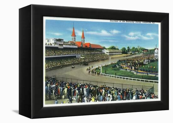 Louisville, Kentucky - General View of Crowds at the Kentucky Derby, c.1939-Lantern Press-Framed Stretched Canvas