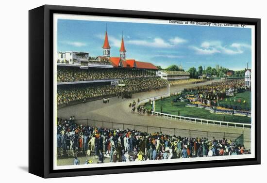 Louisville, Kentucky - General View of Crowds at the Kentucky Derby, c.1939-Lantern Press-Framed Stretched Canvas