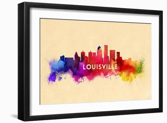 Louisville, Kentucky - Skyline Abstract-Lantern Press-Framed Art Print