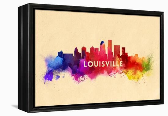 Louisville, Kentucky - Skyline Abstract-Lantern Press-Framed Stretched Canvas