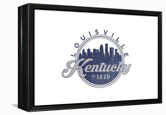 Louisville, Kentucky - Skyline Seal (Blue)-Lantern Press-Framed Stretched Canvas