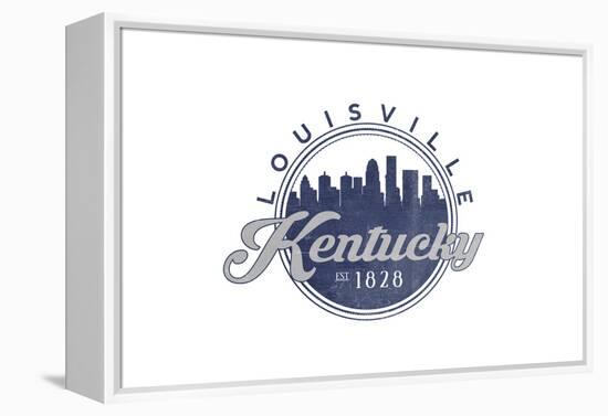 Louisville, Kentucky - Skyline Seal (Blue)-Lantern Press-Framed Stretched Canvas