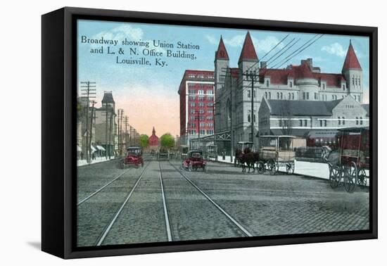 Louisville, Kentucky - Union Station, Louisville and Nashville Office Bldg from Broadway-Lantern Press-Framed Stretched Canvas