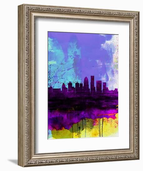 Louisville Watercolor Skyline-NaxArt-Framed Art Print