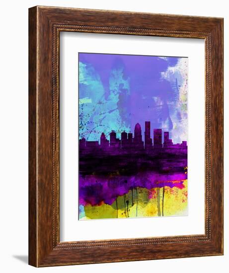 Louisville Watercolor Skyline-NaxArt-Framed Art Print