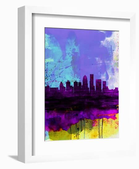 Louisville Watercolor Skyline-NaxArt-Framed Art Print