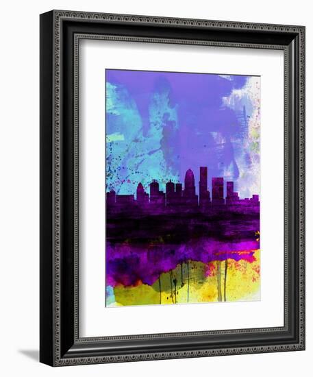 Louisville Watercolor Skyline-NaxArt-Framed Art Print