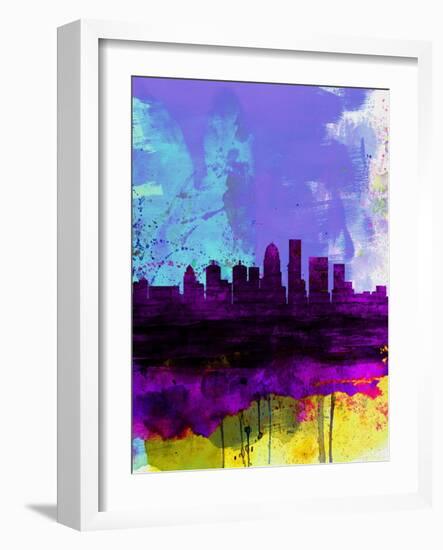 Louisville Watercolor Skyline-NaxArt-Framed Art Print