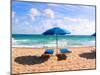 Lounge Chairs and Beach Umbrella on the Beach, Fort Lauderdale Beach, Florida, USA-null-Mounted Photographic Print