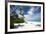 Lounge chairs under shade of umbrella on tropical beach, Maldives, Indian Ocean, Asia-Sakis Papadopoulos-Framed Photographic Print