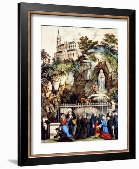 Lourdes, France, Pilgrims at the Shrine of Our Lady of Lourdes, 1890s-Currier & Ives-Framed Art Print