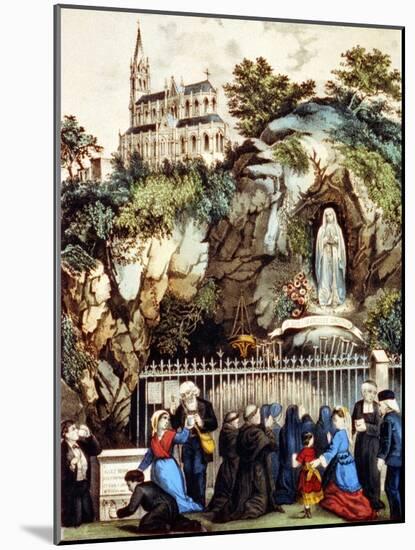 Lourdes, France, Pilgrims at the Shrine of Our Lady of Lourdes, 1890s-Currier & Ives-Mounted Art Print