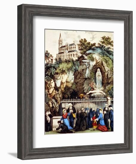 Lourdes, France, Pilgrims at the Shrine of Our Lady of Lourdes, 1890s-Currier & Ives-Framed Art Print