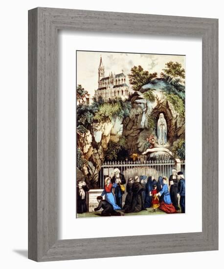 Lourdes, France, Pilgrims at the Shrine of Our Lady of Lourdes, 1890s-Currier & Ives-Framed Art Print