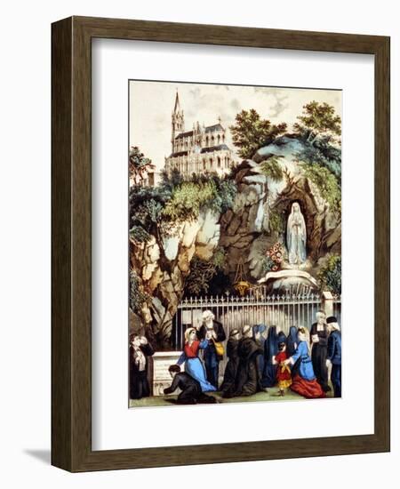 Lourdes, France, Pilgrims at the Shrine of Our Lady of Lourdes, 1890s-Currier & Ives-Framed Art Print