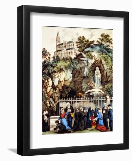 Lourdes, France, Pilgrims at the Shrine of Our Lady of Lourdes, 1890s-Currier & Ives-Framed Art Print