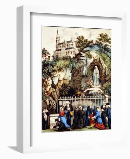 Lourdes, France, Pilgrims at the Shrine of Our Lady of Lourdes, 1890s-Currier & Ives-Framed Art Print