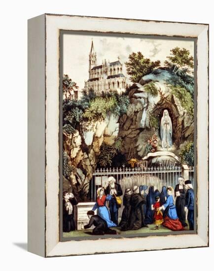 Lourdes, France, Pilgrims at the Shrine of Our Lady of Lourdes, 1890s-Currier & Ives-Framed Stretched Canvas