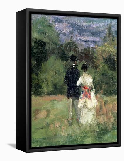 Louveciennes, Detail of Lovers-Camille Pissarro-Framed Premier Image Canvas