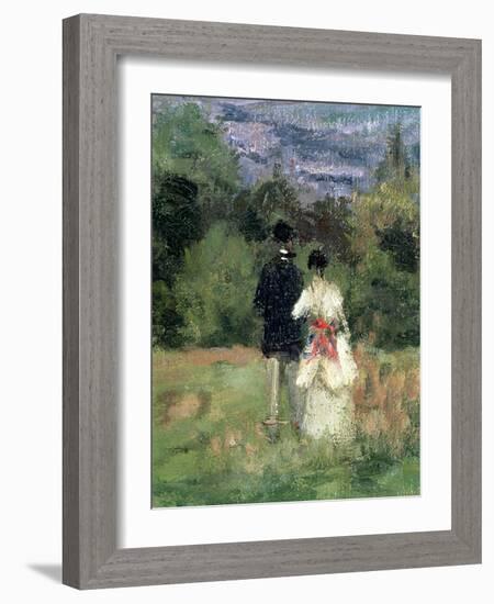 Louveciennes, Detail of Lovers-Camille Pissarro-Framed Giclee Print