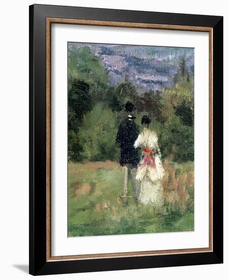 Louveciennes, Detail of Lovers-Camille Pissarro-Framed Giclee Print